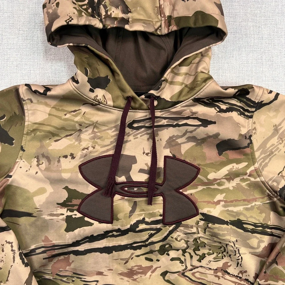 Under Armour Storm1 Fleece Camo Hoodie Women Small Medium Brown Utility Hunting
